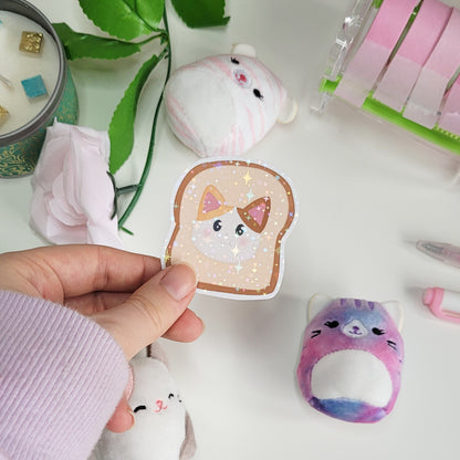 cute sticker of a cat in bread