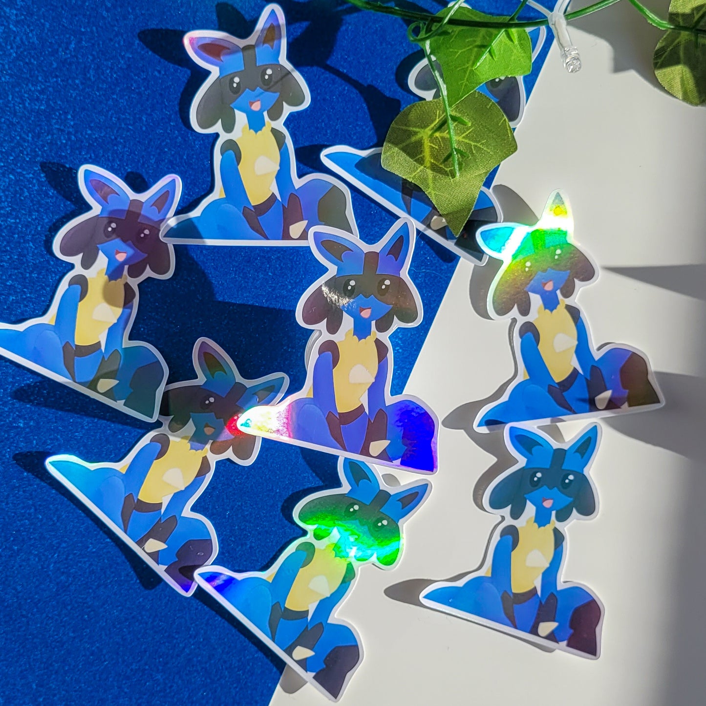 Holographic pokemon sticker of Lucario