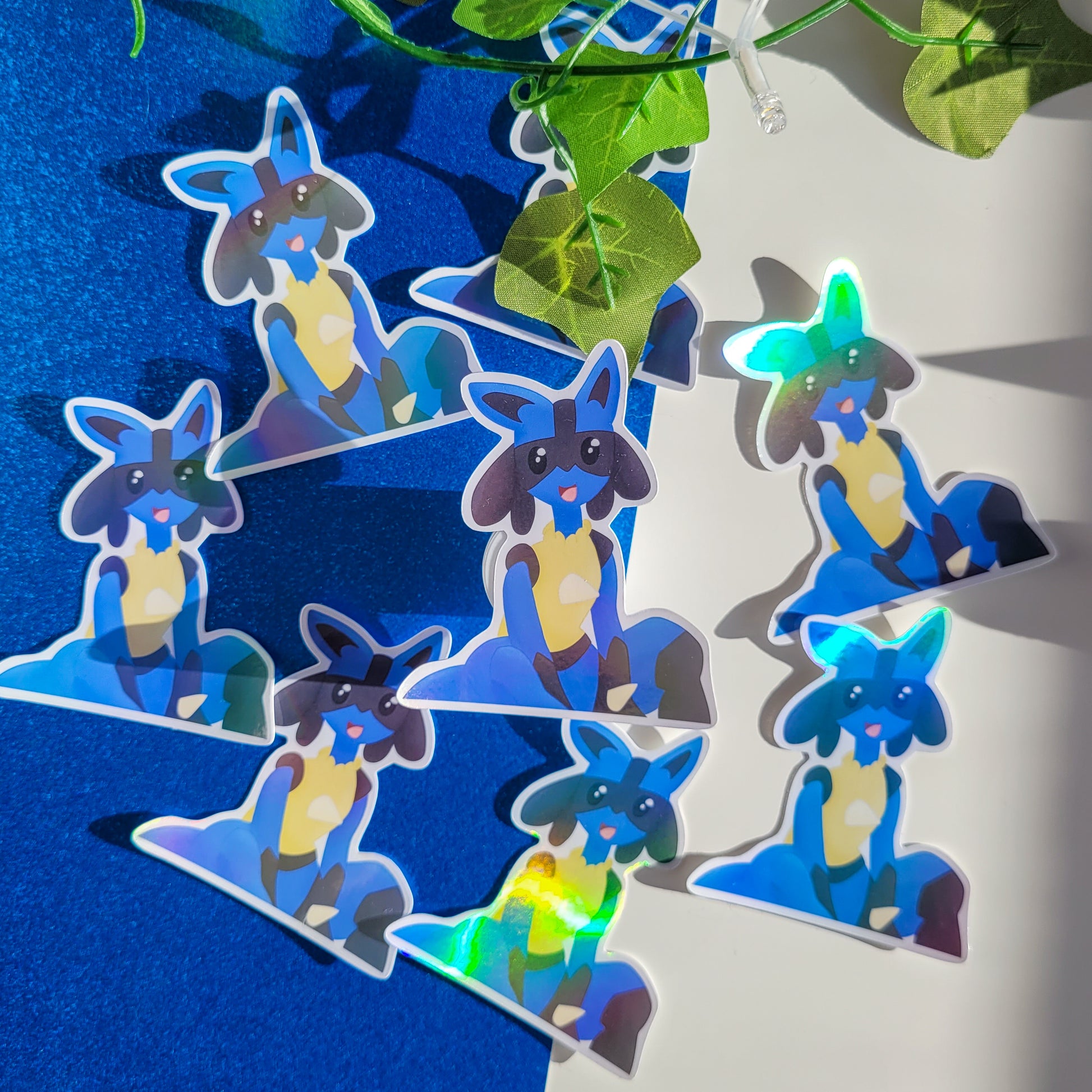 Holographic pokemon sticker of Lucario