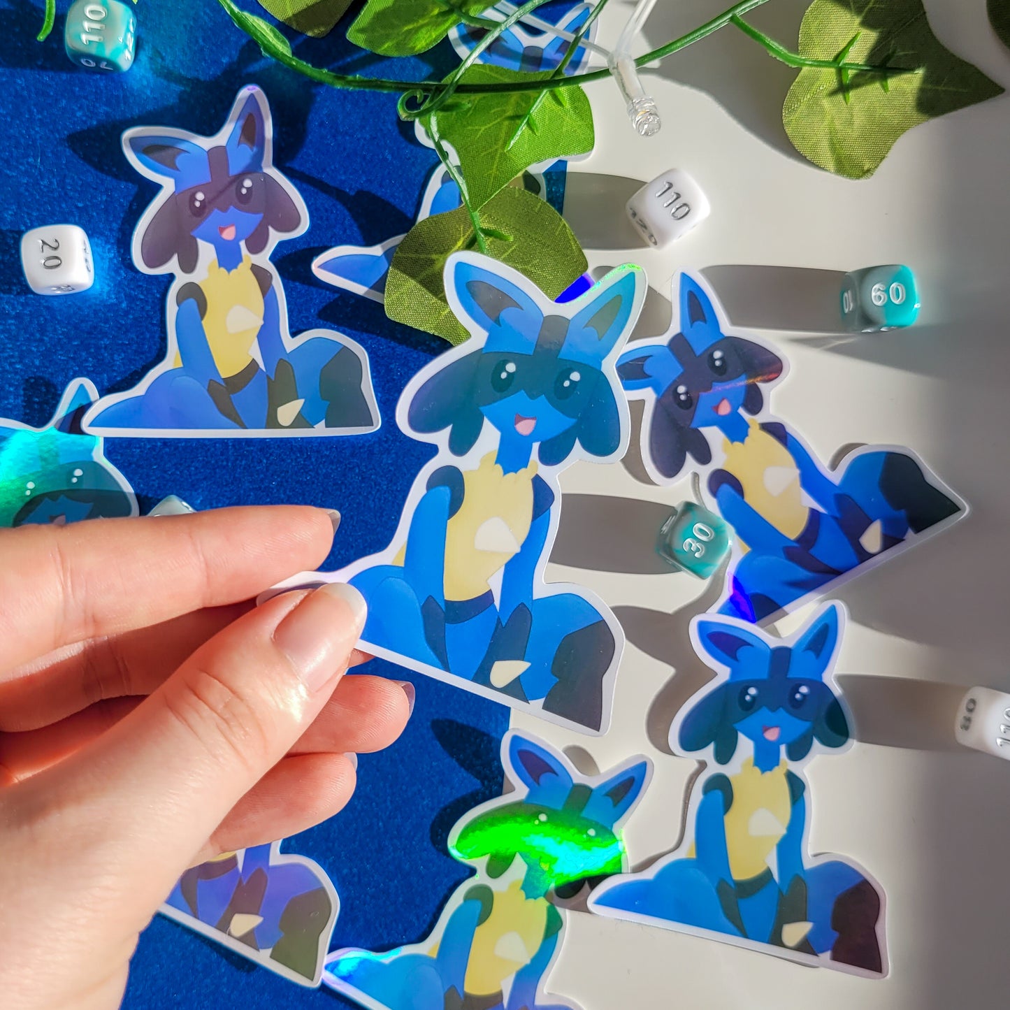 Holographic pokemon sticker of Lucario