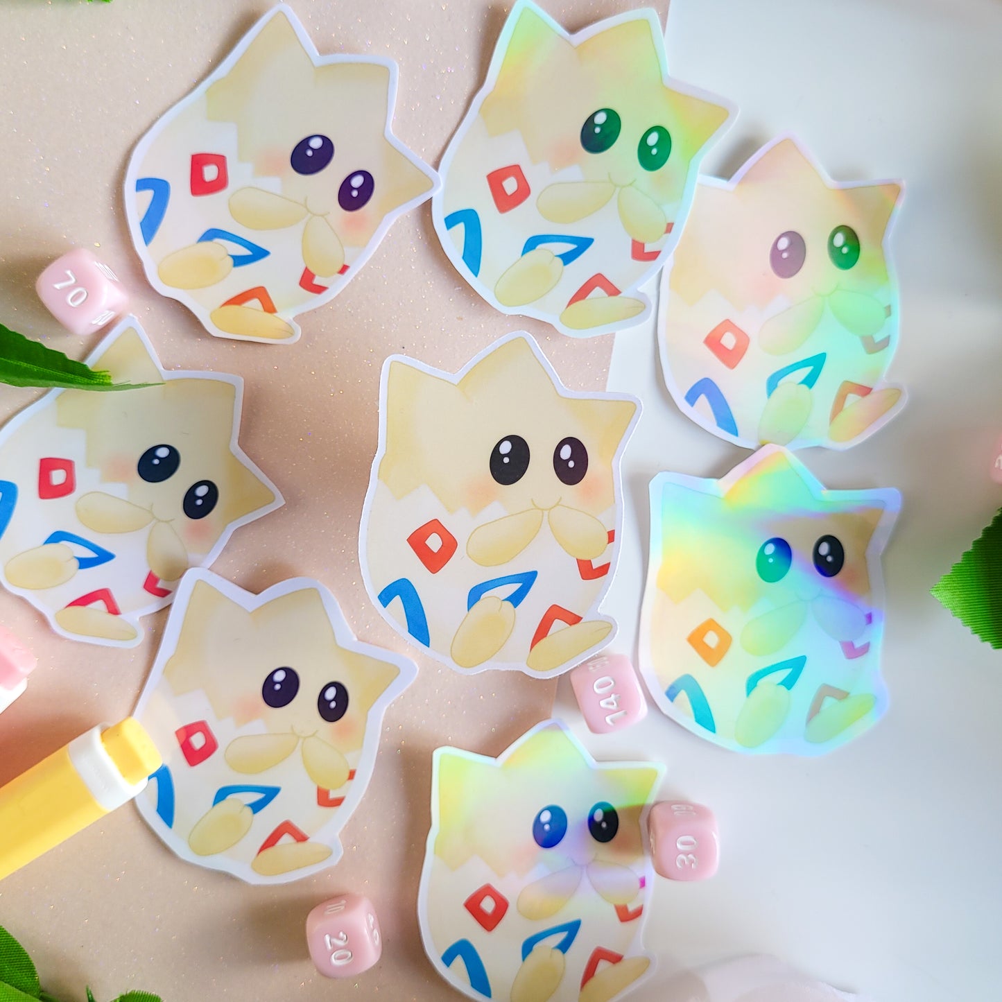 holographic pokemon sticker of togepi