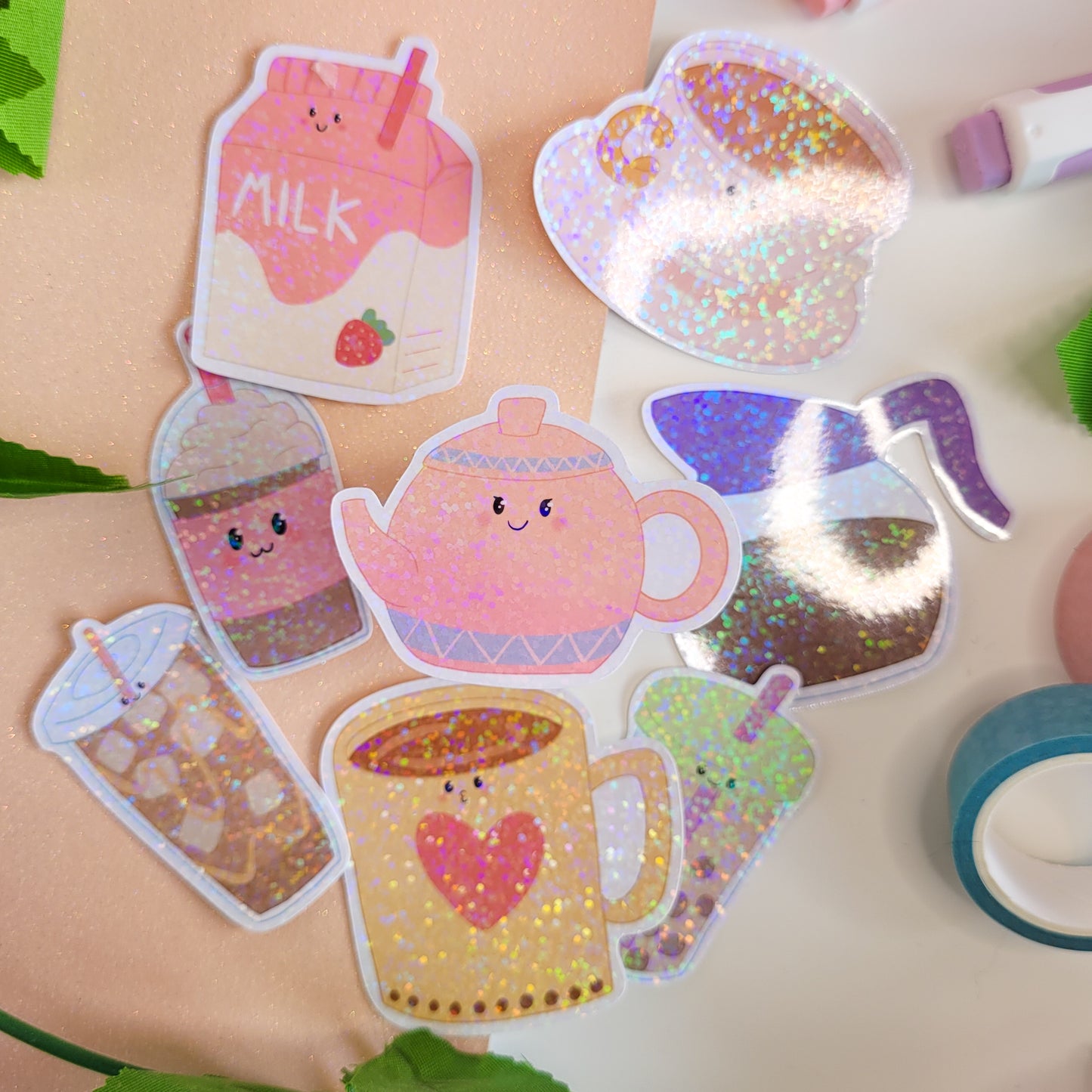 cute holographic teapot sticker