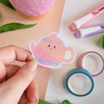 cute holographic teapot sticker