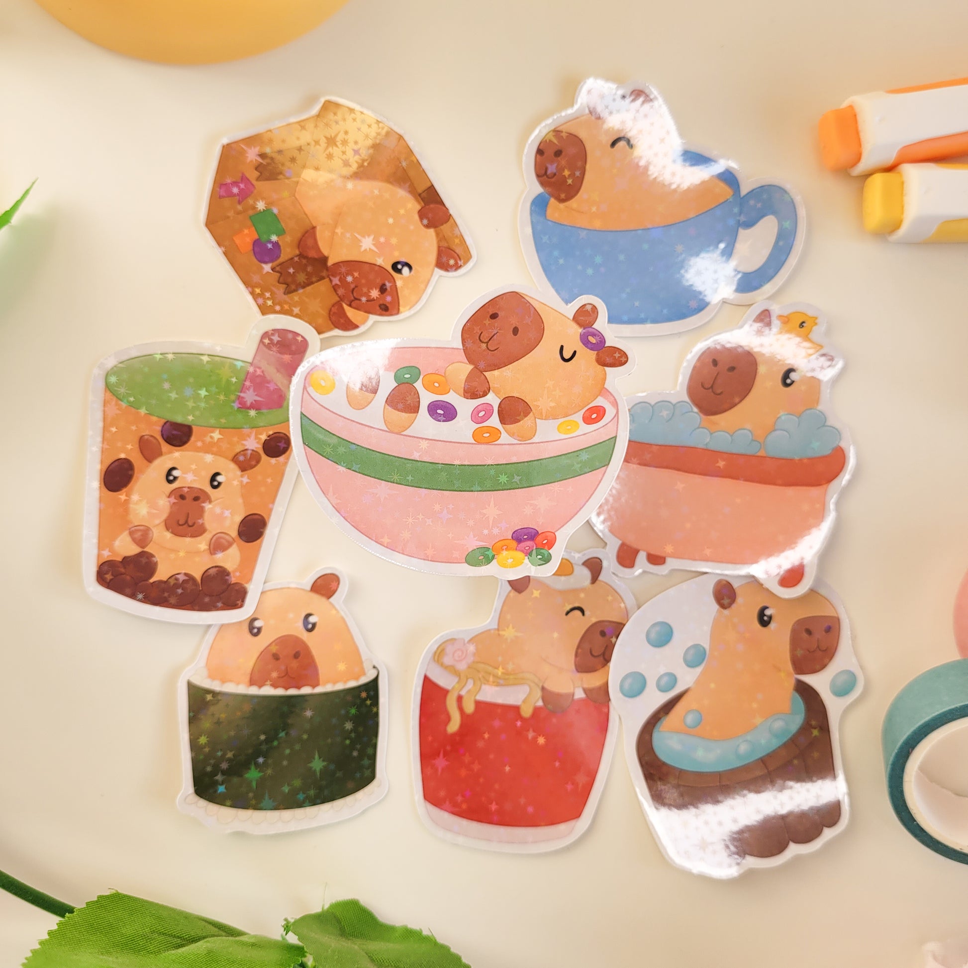 cute capybara in a cereal bowl