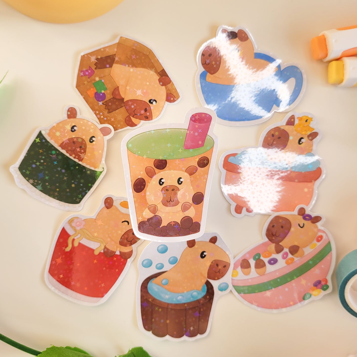 a cute bubble tea capybara sticker