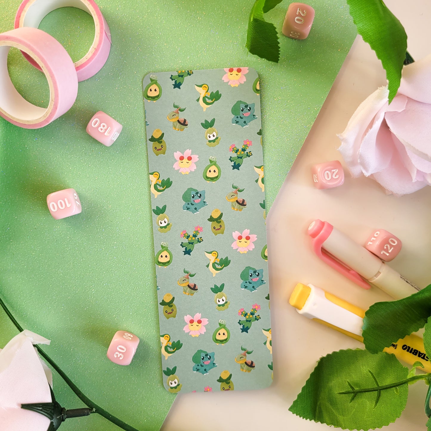 Cute grass type themed pokemon bookmark