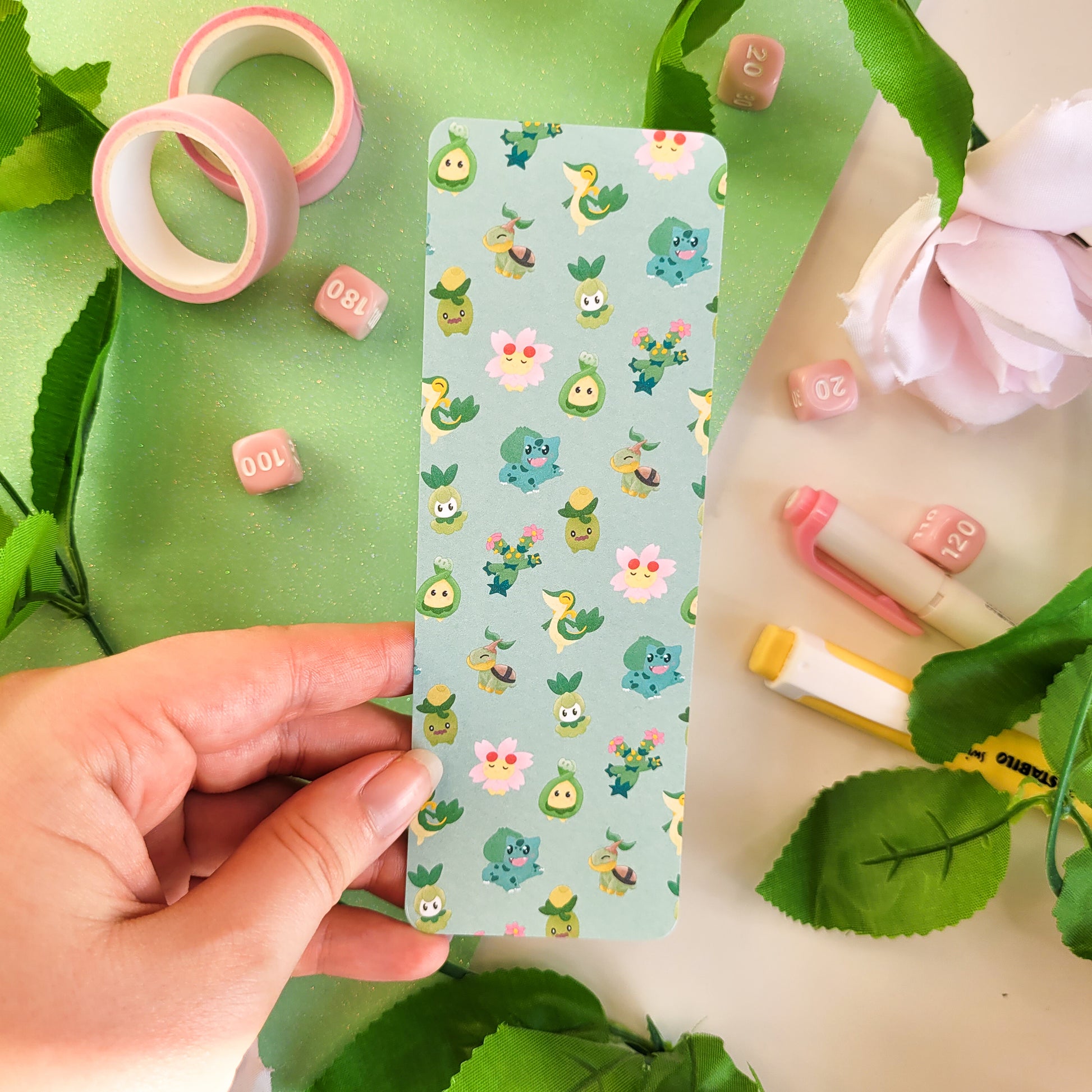 Cute grass type themed pokemon bookmark