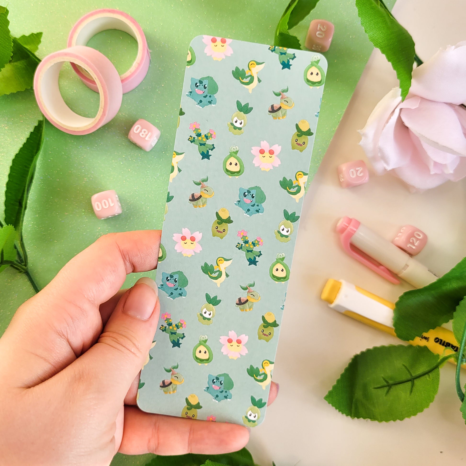 Cute grass type themed pokemon bookmark