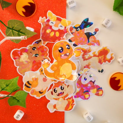 Holographic pokemon sticker of charmander