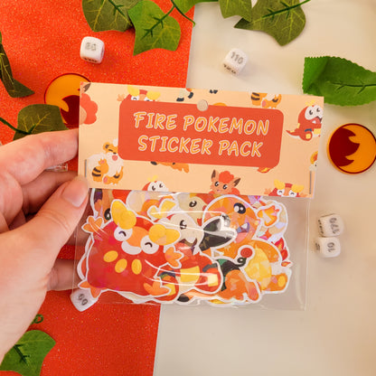 Holographic stickers of fire type pokemon featuring 8 different stickers