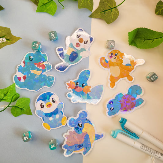 holographic pokemon water type stickers