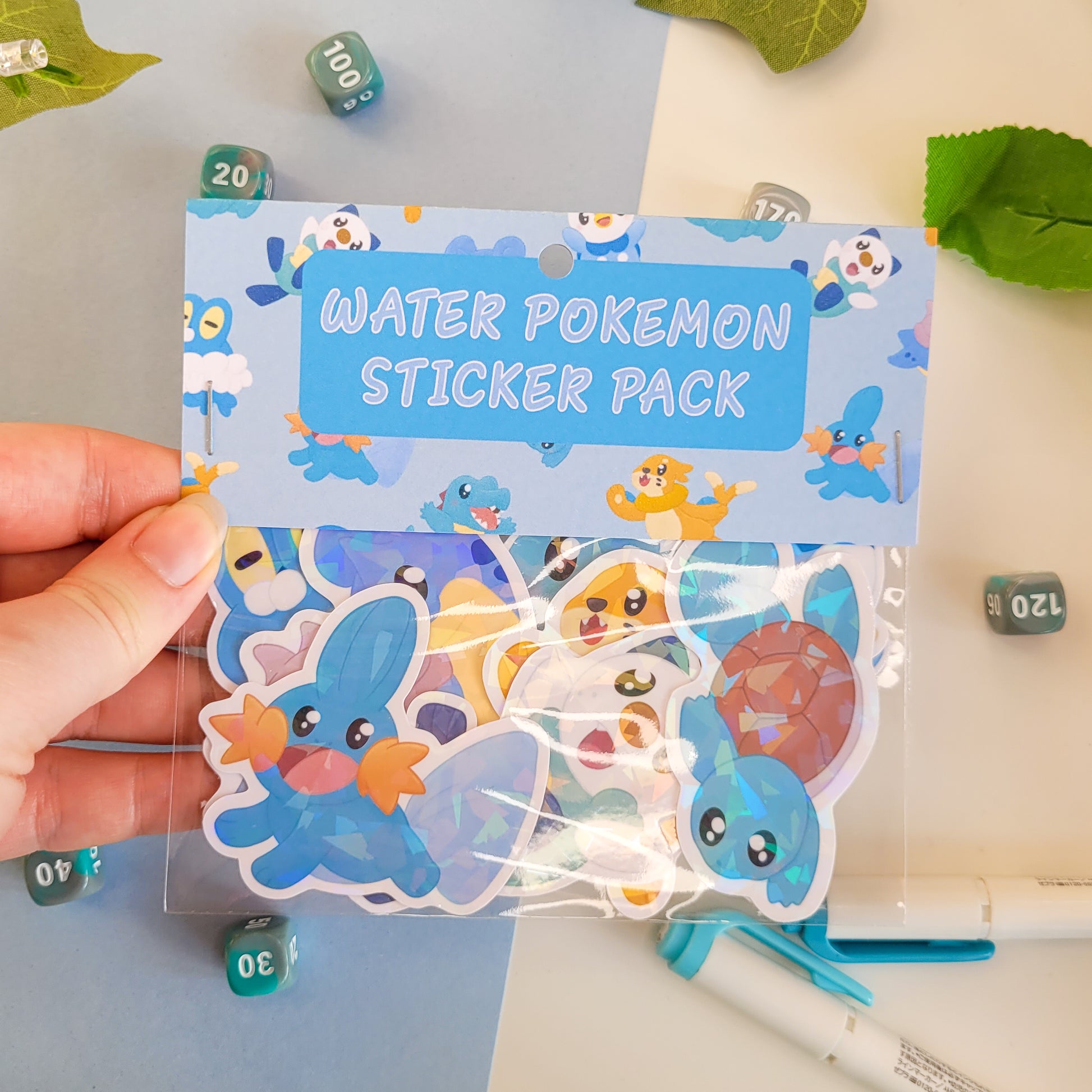 cute water type pokemon sticker pack featuring 8 different pokemon