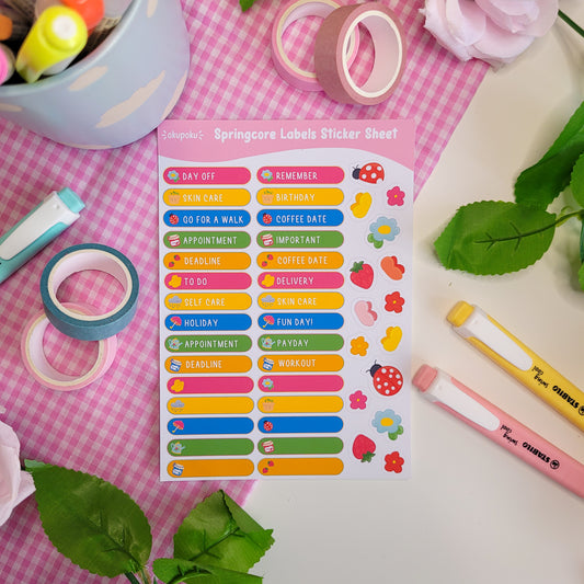 Springcore sticker sheet perfect for planning and journalling