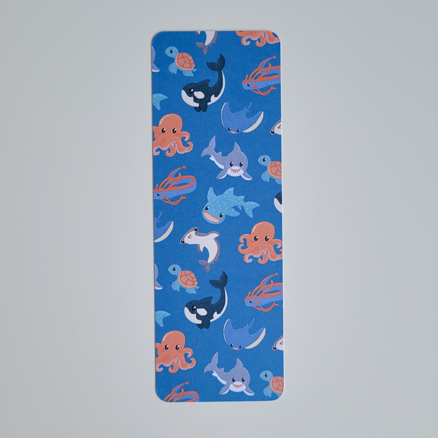 Underwater theme bookmark featuring sharks, wales, octopus and more