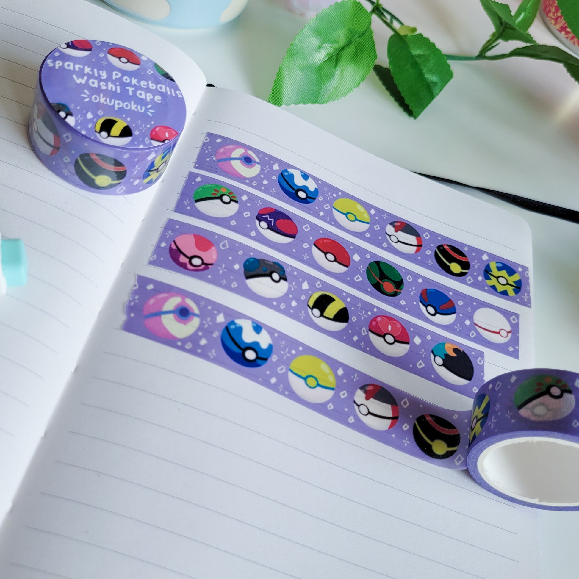 Sparly pokemon pokeballs washi tape for planning and journalling