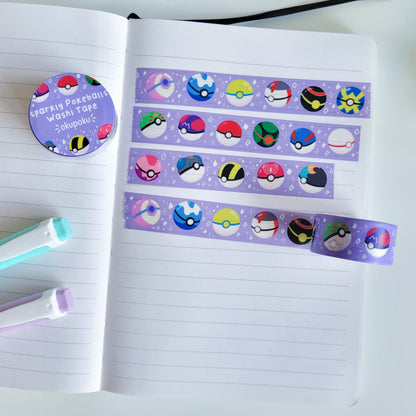 Sparly pokemon pokeballs washi tape for planning and journalling