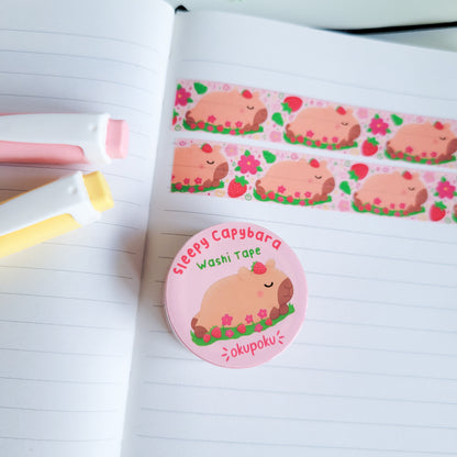 Cute sleeping capybara washi tape for planning and journalling