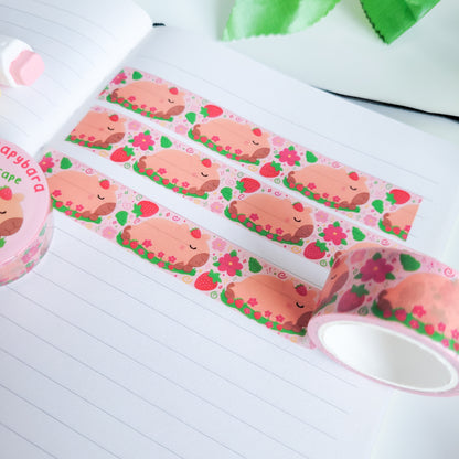 Cute sleeping capybara washi tape for planning and journalling