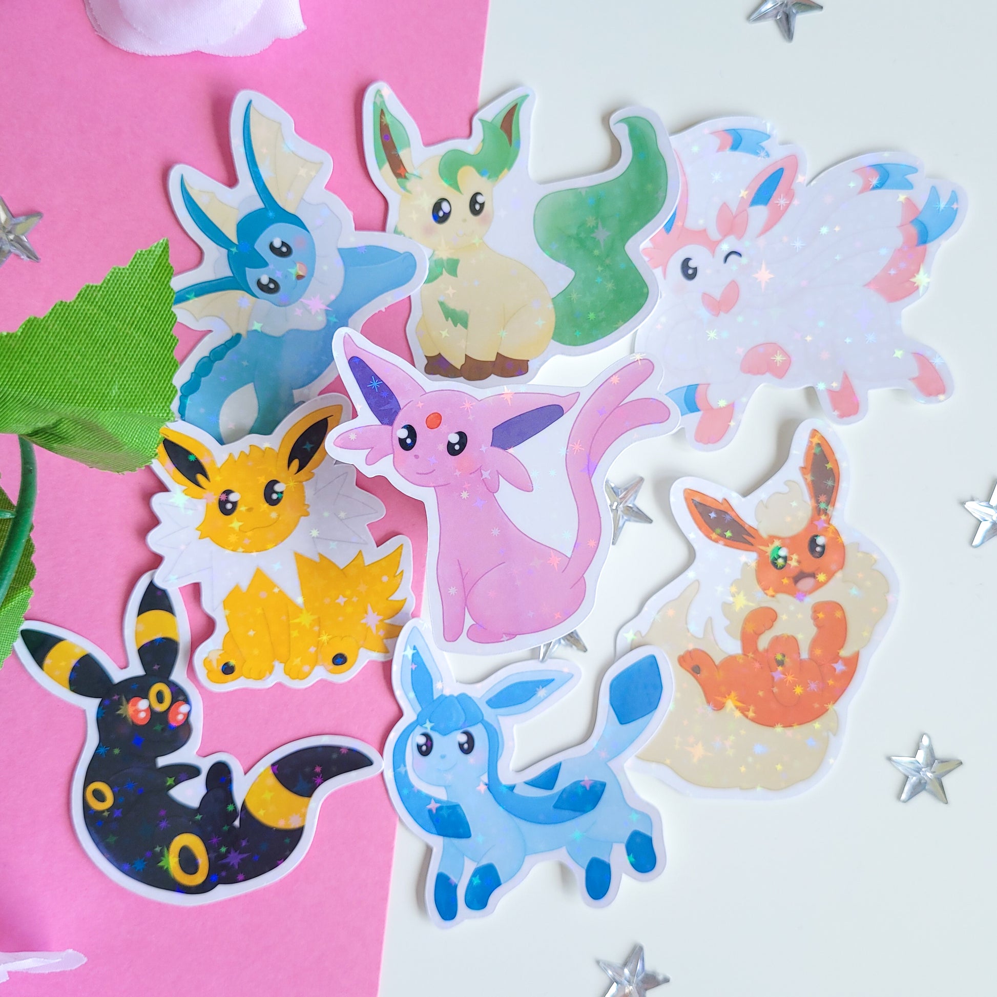 cute holographic espeon sticker