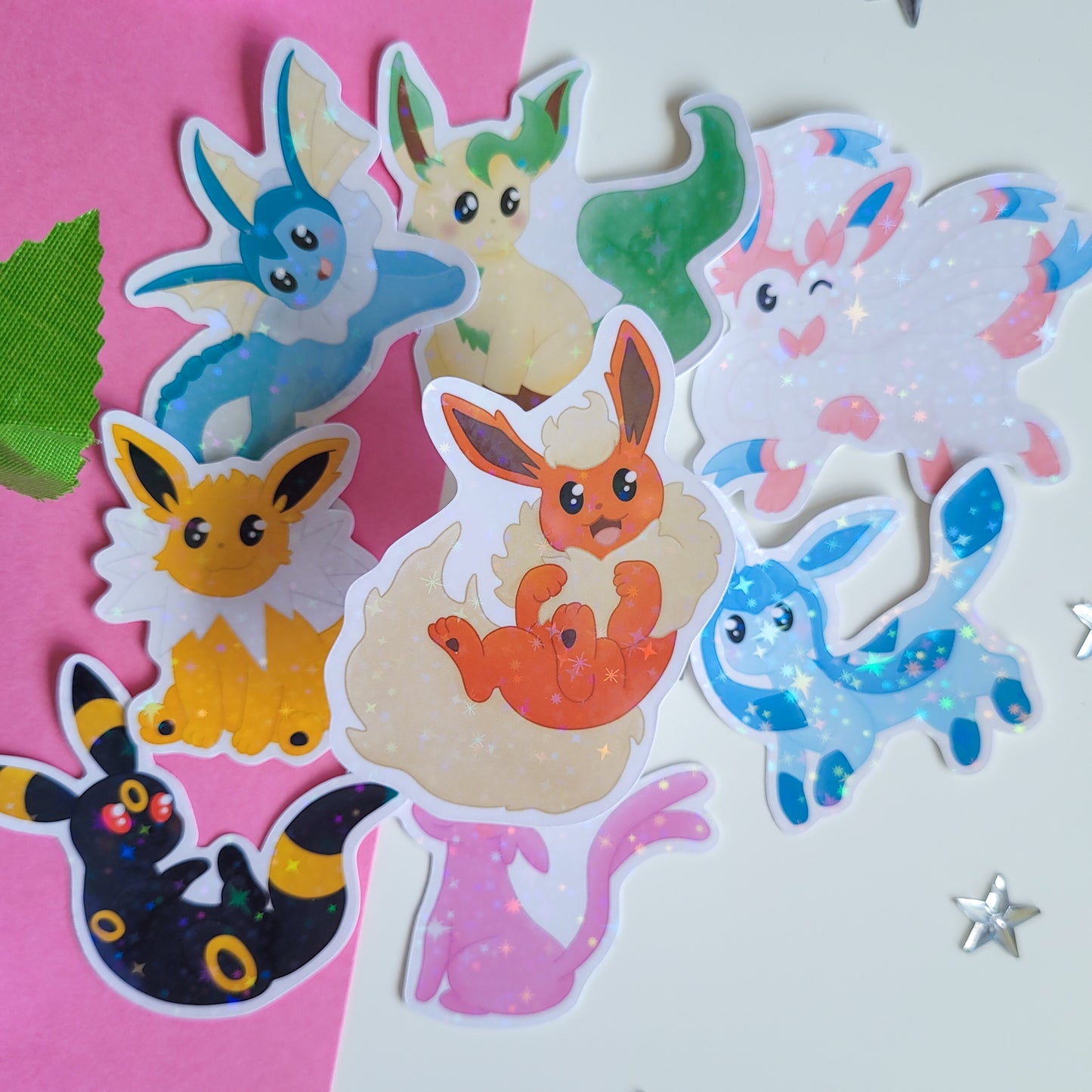 cute holographic flareon sticker