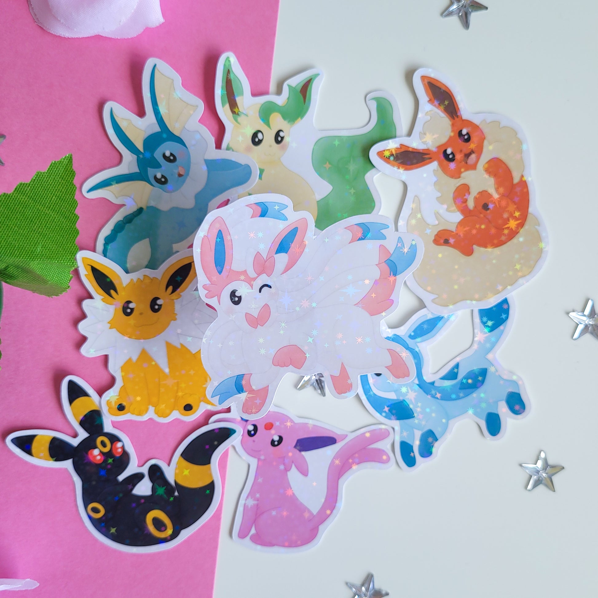 cute holographic sylveon sticker