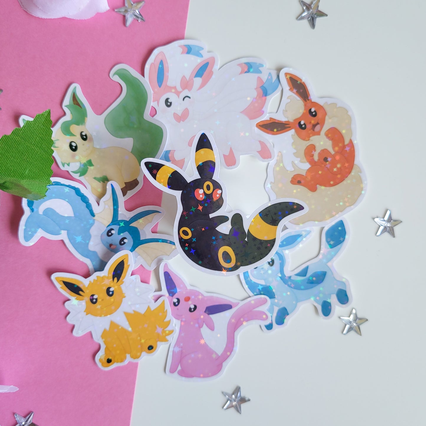 cute holographic umbreon sticker