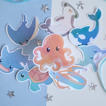 cute octopus underwater sticker