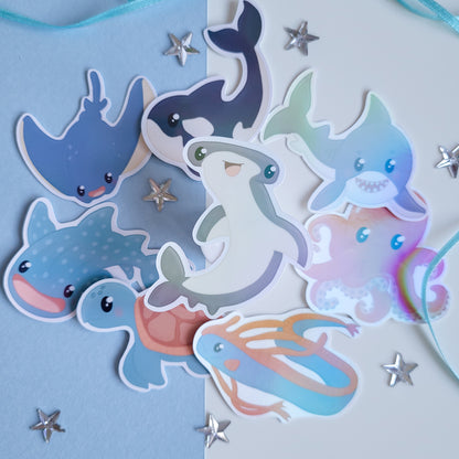 cute hammerhead underwater sticker