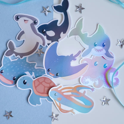 cute manta ray underwater sticker