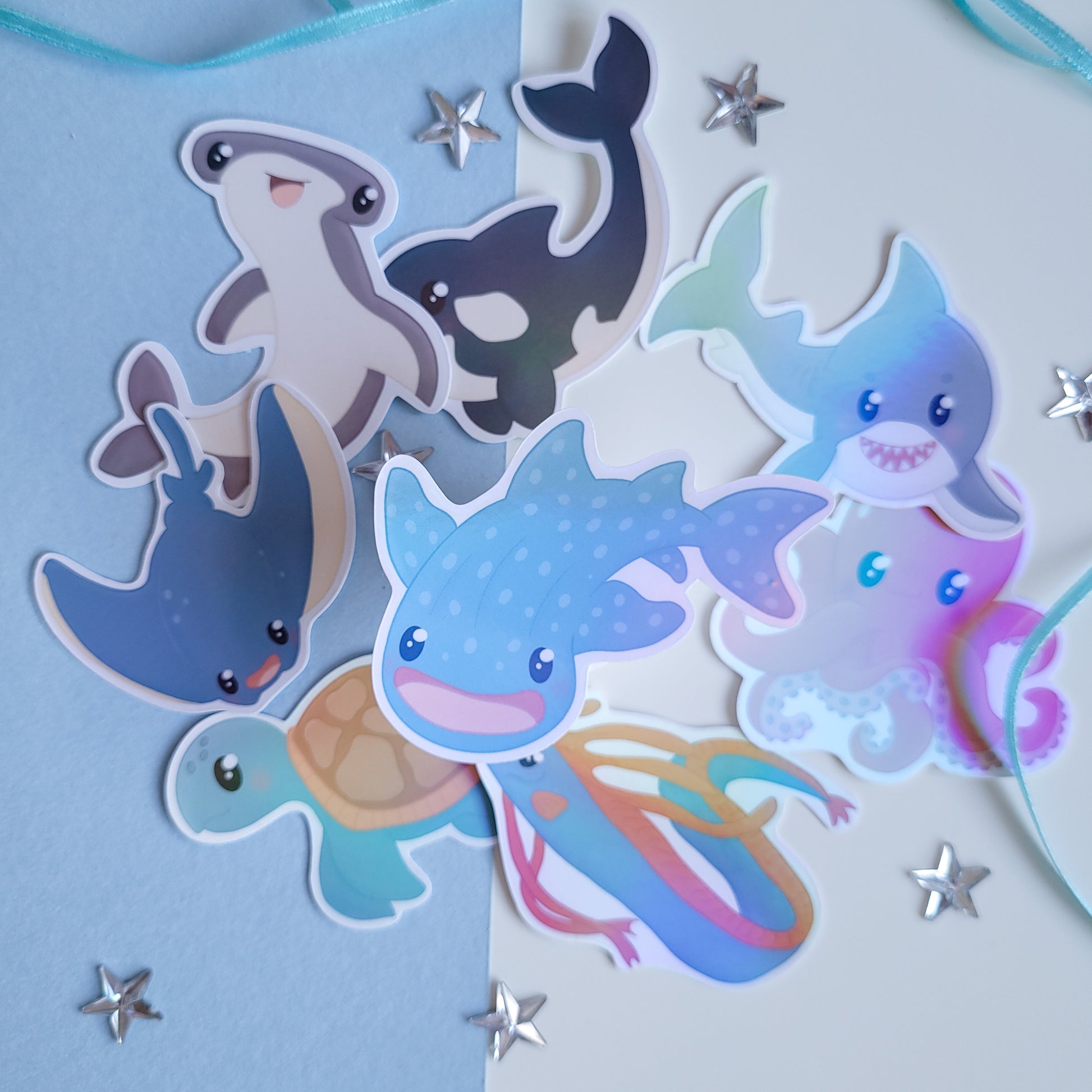 cute whale shark underwater sticker