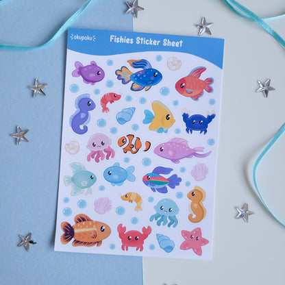 Underwater fish themed sticker sheet for planners and journalling