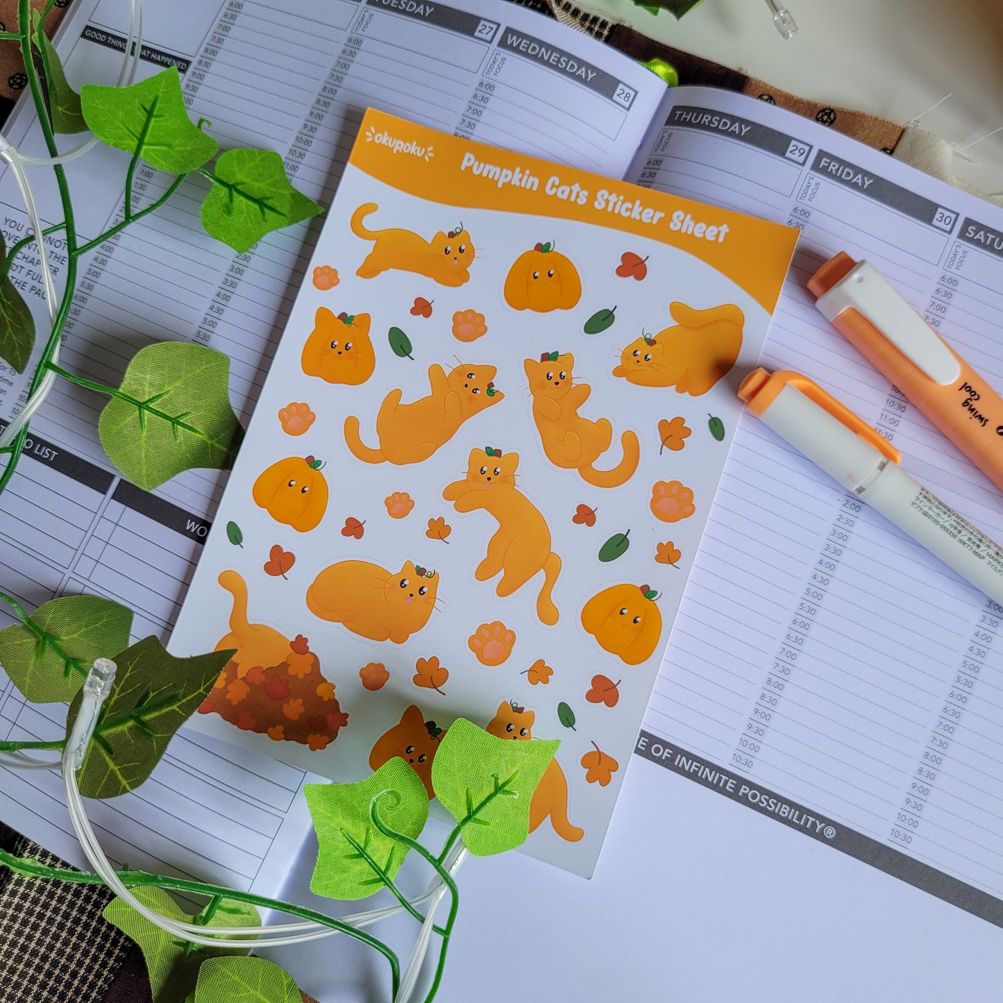 Pumpkin Cats Sticker Sheet