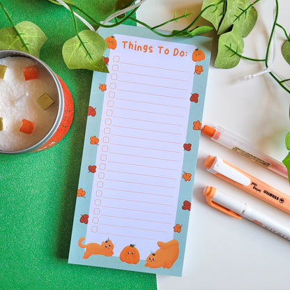 cute pumpkin cats autumn notepad 50 sheets