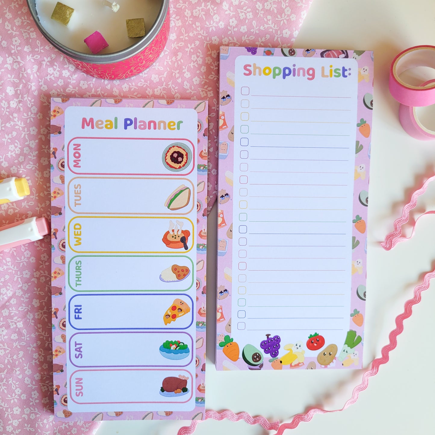 Shopping List and Meal Planner Magnetic Notepad Bundle