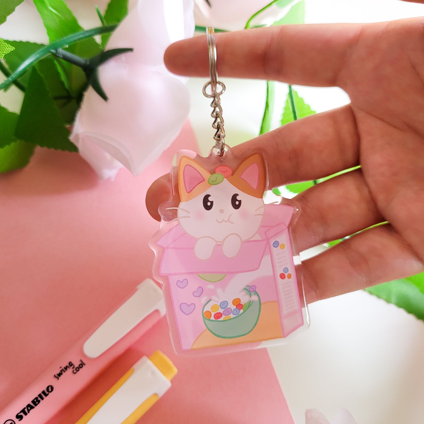 Cereal Cat Keychain