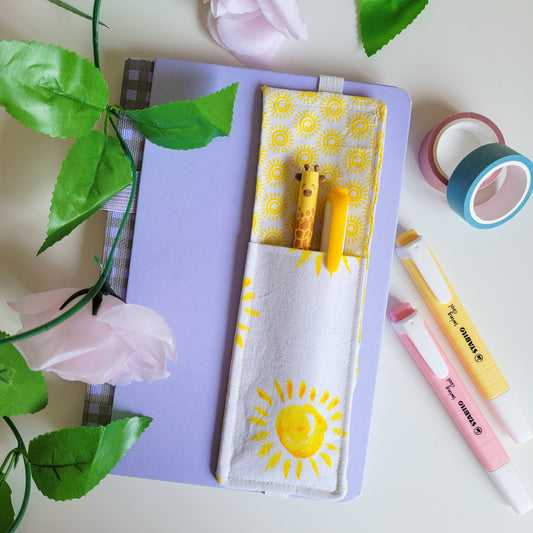 Sunshine Fabric Pen Holder Elasticated Bookmark