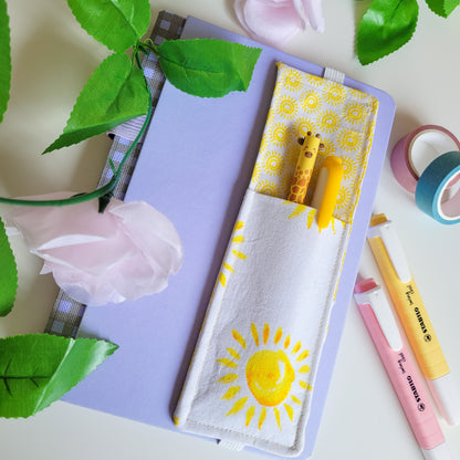 Sunshine Fabric Pen Holder Elasticated Bookmark