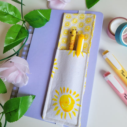 Sunshine Fabric Pen Holder Elasticated Bookmark