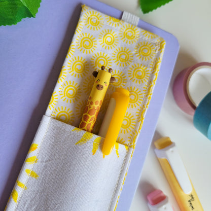 Sunshine Fabric Pen Holder Elasticated Bookmark