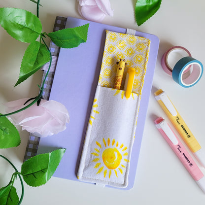 Sunshine Fabric Pen Holder Elasticated Bookmark