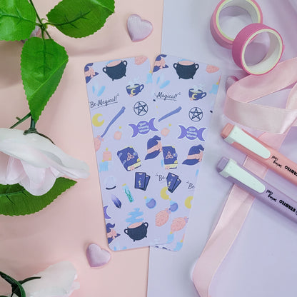 Magical themed bookmark featuring lots of witchy items