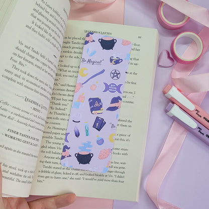 Magical themed bookmark featuring lots of witchy items