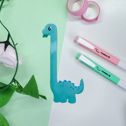 Cute Brachiosaurus Dinosaur silly shaped bookmark for book lovers