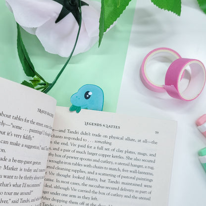 Cute Brachiosaurus Dinosaur silly shaped bookmark for book lovers