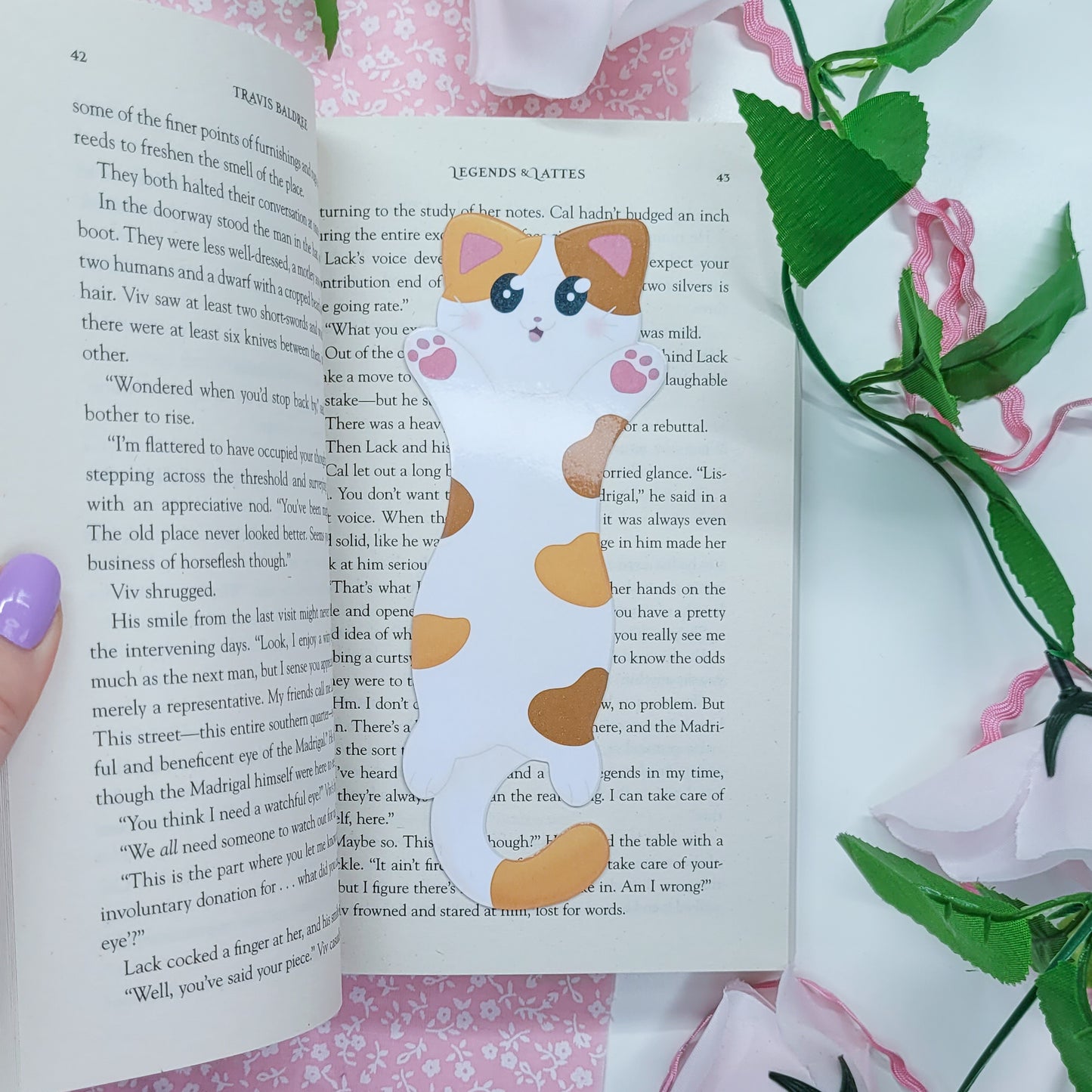 Long cat silly shaped bookmark for book lovers