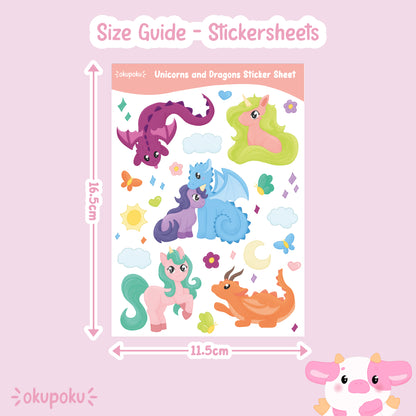 Unicorns and Dragons Planner Stickersheet for journal lovers