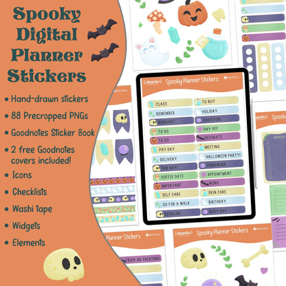 Spooky halloween theme digital planer stickers