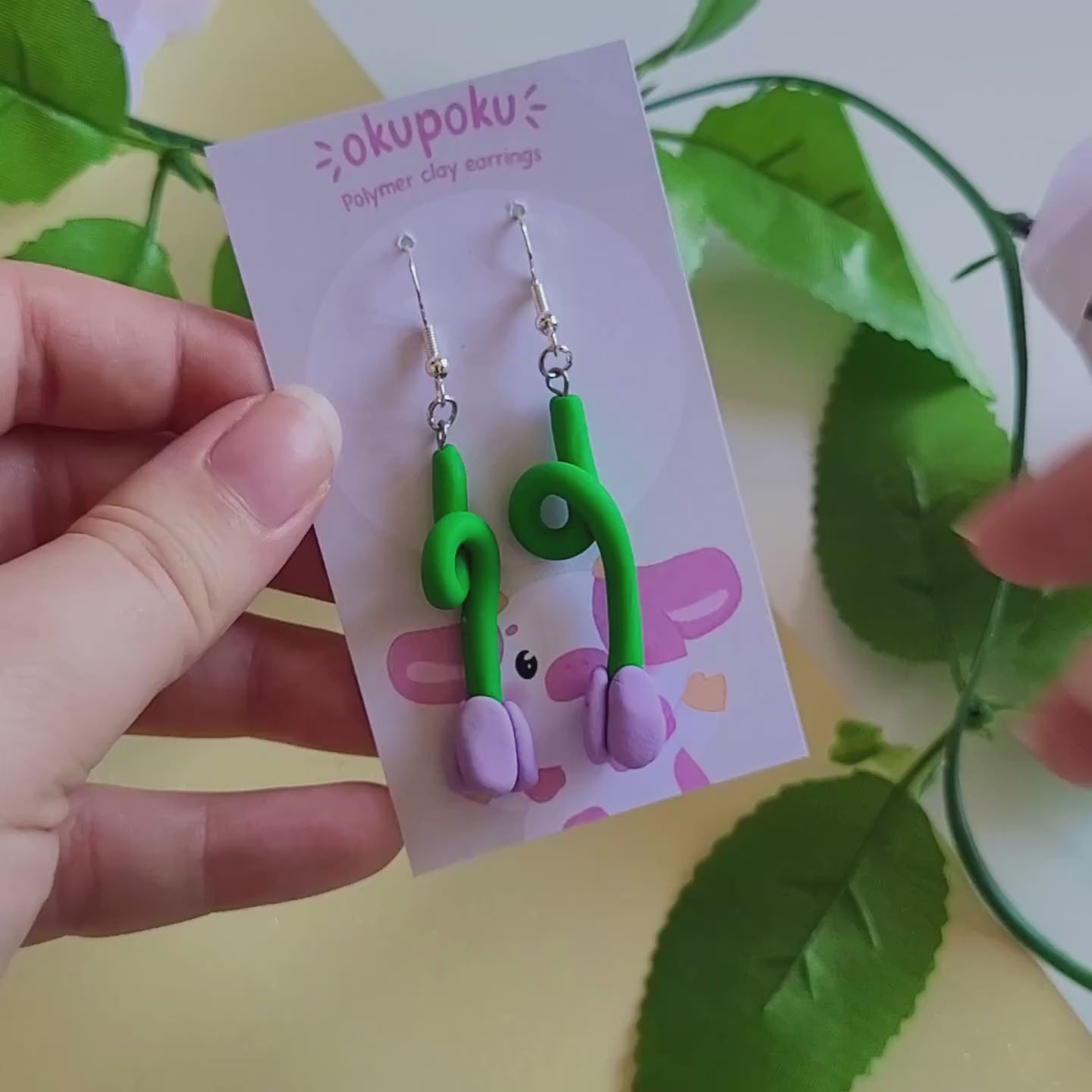 Tulip earrings made out of polymer clay